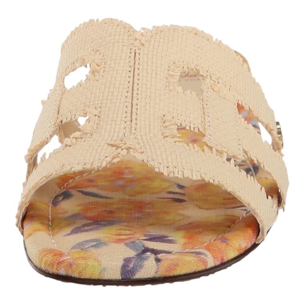 Sam Edelman Bay‎ Fray Wheat Weave Slides Sandals Women's Size 5 Floral Print NIB - Picture 2 of 9